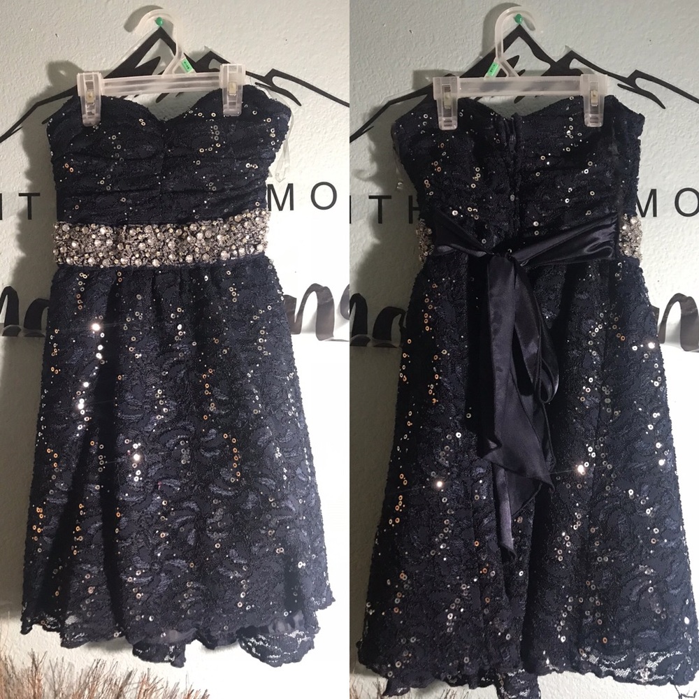 Sparkly navy blue tube dress
